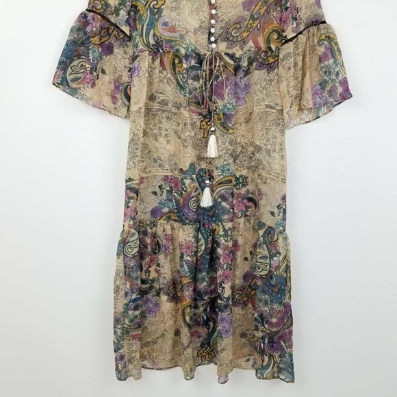 Jiffunny Do Womens A Line Dress Beige Floral Midi - Picture 3 of 12